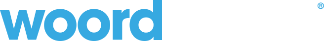 Logo van Woordhelder met blauwe en witte typografie.